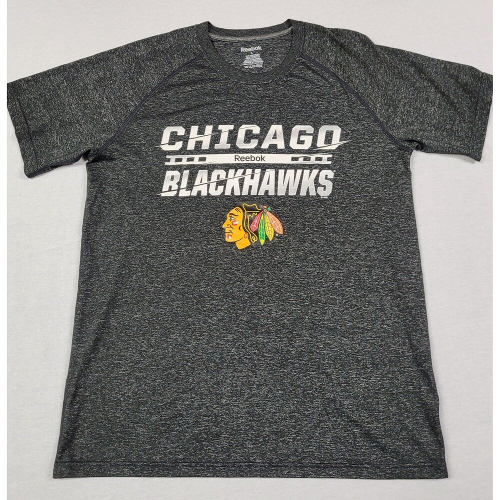 Reebok Playdry NHL Chicago Blackhawks Black T-shirt Men's Size L